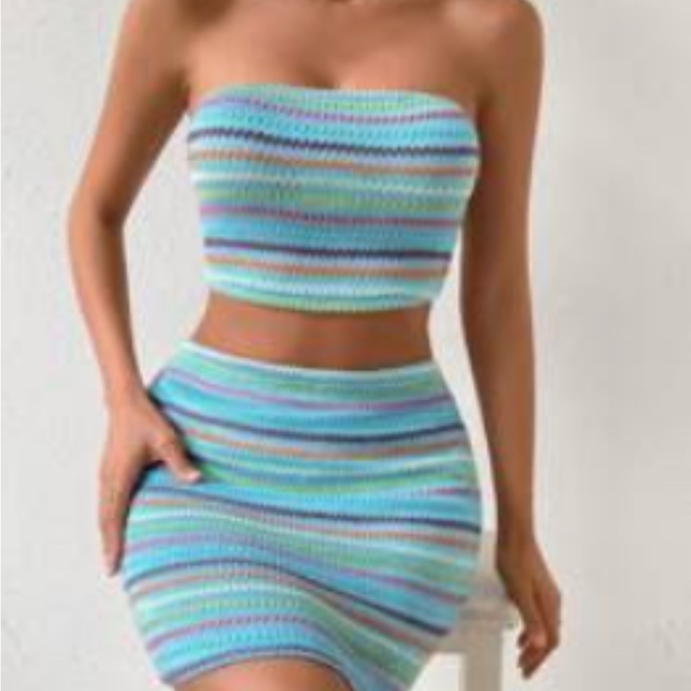 SHEIN Multicolor Striped Two-Piece Set